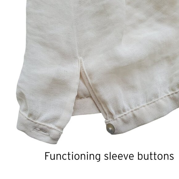 Zara Silk Organza Blouse Ruffle Front Sheer 3/4 Sleeve Cream Fairy Size L - Picture 7 of 16